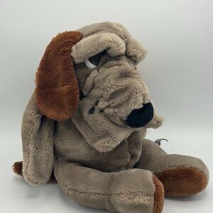 Animal playthings inc wrinkle dog puppet gray brown ears playtime imagining
